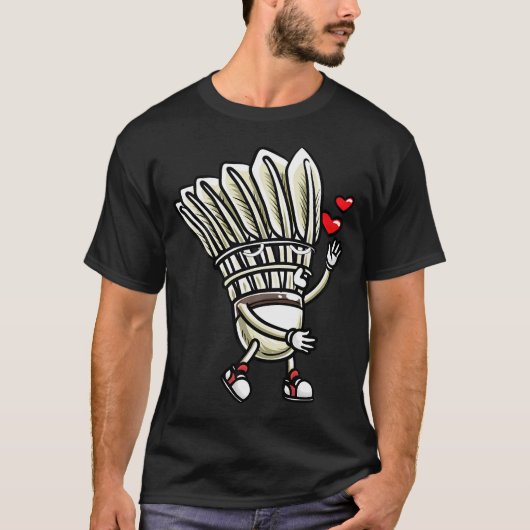 Grappige Badminton Shuttlecock Speler Design Manne T-shirt (Voorkant)