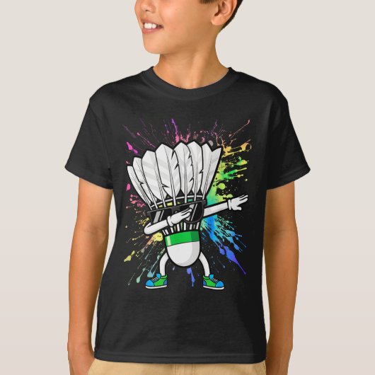 Grappige Badminton Speler Kinderen Jongens Mannen T-shirt (Voorkant)