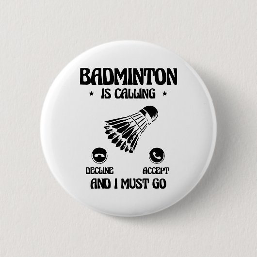 Grappige Badminton Speler Liefde Shuttle Design 21 Ronde Button 5,7 Cm (Voorkant)