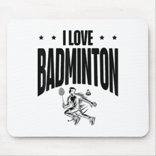 Grappige Badminton Speler Liefde Shuttle Design  Muismat