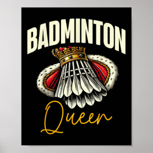 Grappige Badminton Speler Liefde Shuttle Design Poster