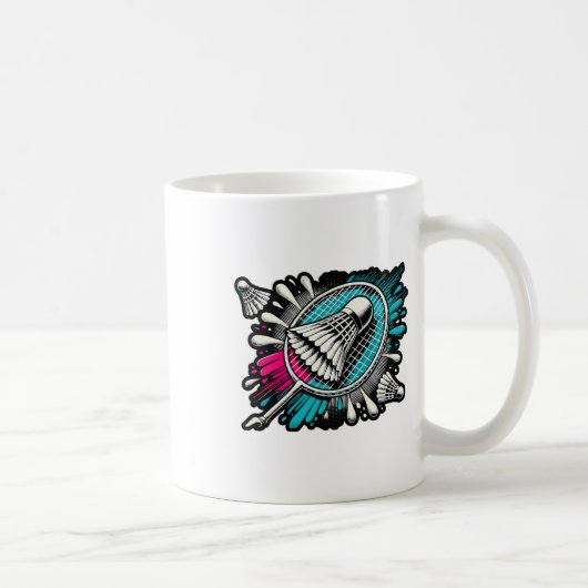 Grappige Badminton Speler Love Shuttle Design 17 Koffiemok (Rechts)
