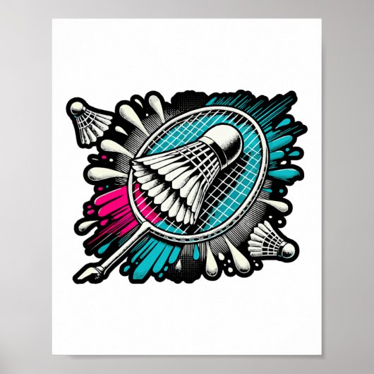 Grappige Badminton Speler Love Shuttle Design 17 Poster (Voorkant)