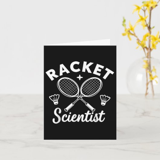 Grappige Badminton Spelers Racket Wetenschapper  Kaart (Gele Bloem)