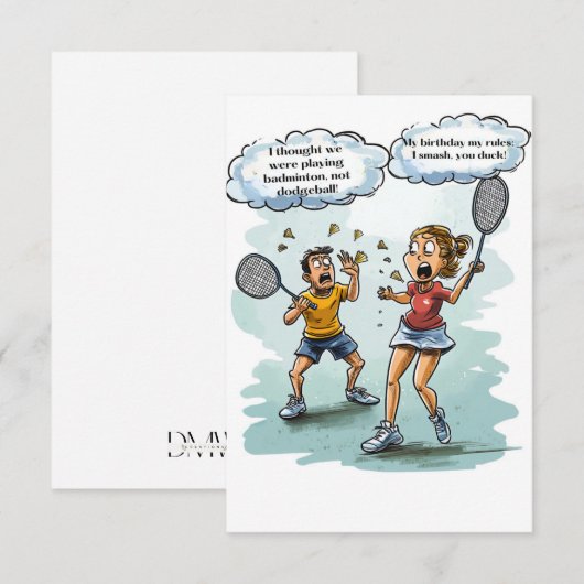 Grappige Badminton Verjaardag Kaart (Voorkant / Achterkant)