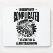 Grappige badmintonspeler houdt van pendelontwerp muismat (Voorkant)