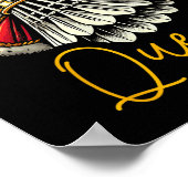 Grappige badmintonspeler houdt van pendelontwerp poster (Hoek)