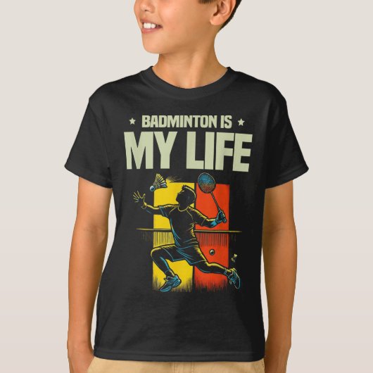 Grappige badmintonspeler houdt van shuttle design t-shirt (Voorkant)