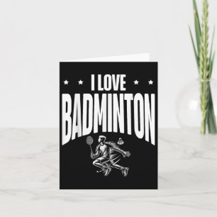 Grappige badmintonspeler houdt van shuttle-ontwerp kaart