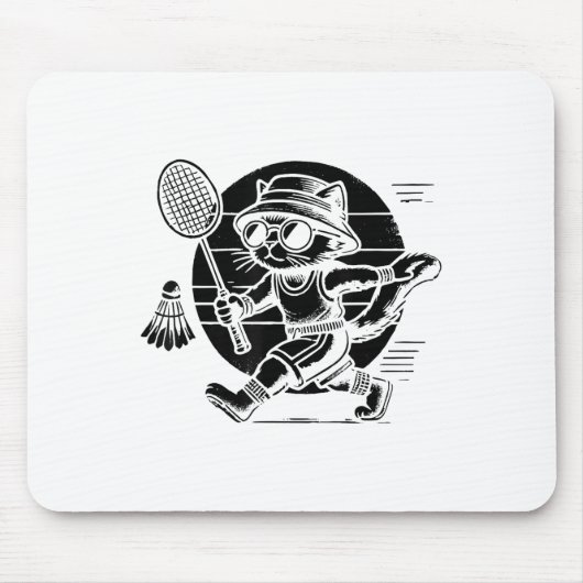 Grappige badmintonspeler houdt van shuttle ontwerp muismat (Voorkant)