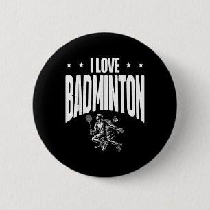 Grappige badmintonspeler houdt van shuttle-ontwerp ronde button 5,7 cm