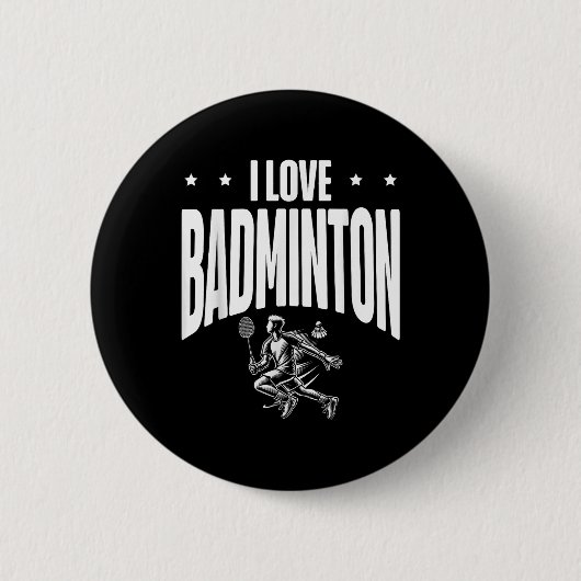 Grappige badmintonspeler houdt van shuttle-ontwerp ronde button 5,7 cm (Voorkant)