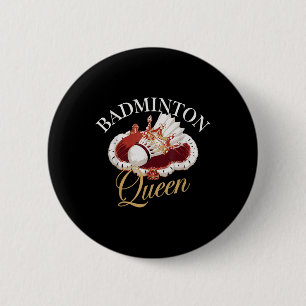 Grappige badmintonspeler houdt van shuttle-ontwerp ronde button 5,7 cm