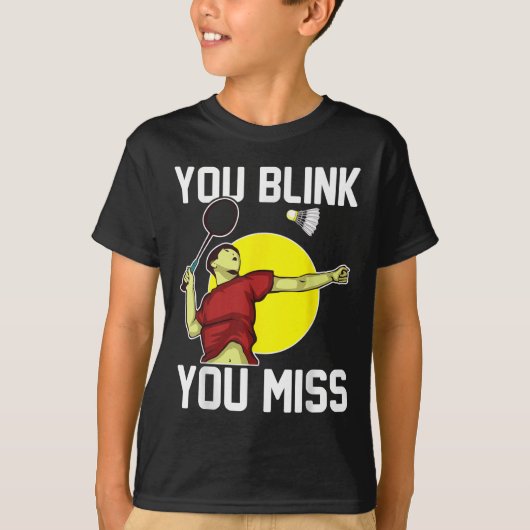 Grappige badmintonspeler je knippert, je mist t-shirt (Voorkant)