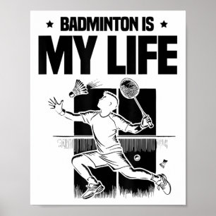 Grappige Badmintonspeler Liefde Shuttle Design 1 Poster