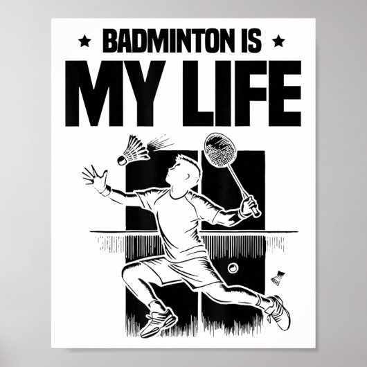 Grappige Badmintonspeler Liefde Shuttle Design 1  Poster (Voorkant)