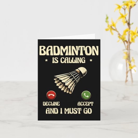 Grappige Badmintonspeler Liefde Shuttle Design Kaart (Gele Bloem)