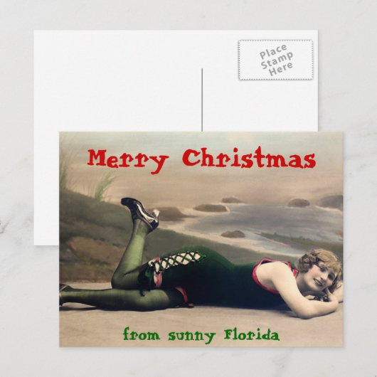 Grappige badpak Kerstmis uit Florida Feestdagenkaart (Voorkant / Achterkant)