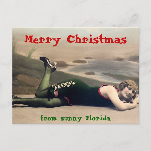 Grappige badpak Kerstmis uit Florida Feestdagenkaart (Voorkant)