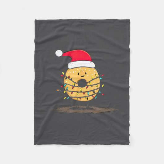 Grappige Bagel Kerst Grafische Lichtjes Fan Fleece Deken (Voorkant)