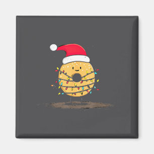 Grappige Bagel Kerst Grafische Lichtjes Liefhebber Magneet