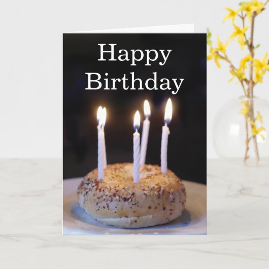 Grappige Bagel verjaardag Kaart (Gele Bloem)