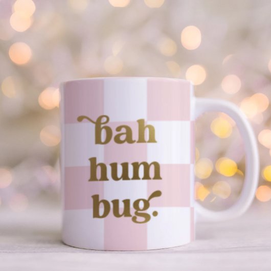 Grappige Bah Humbug Typografie geruit roze Koffiemok