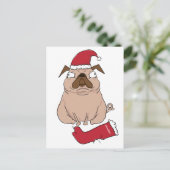 Grappige Bah Humpug Santa Pug Custom Christmas Kaa Feestdagenkaart (Staand voorkant)