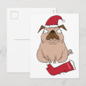 Grappige Bah Humpug Santa Pug Custom Christmas Kaa Feestdagenkaart (Voorkant / Achterkant)