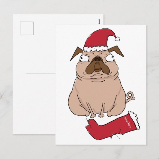 Grappige Bah Humpug Santa Pug Custom Christmas Kaa Feestdagenkaart (Voorkant / Achterkant)