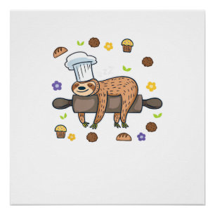 Grappige bakcadeaus - Luiaardbakker Cupcake-liefhe Perfect Poster