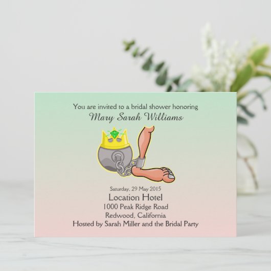 Grappige bal en ketting bruids douche uitnodiging (Staand voorkant)