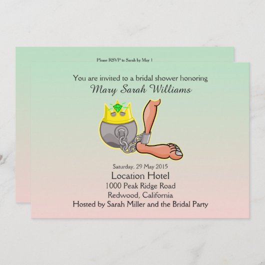 Grappige bal en ketting bruids douche uitnodiging (Voorkant / Achterkant)