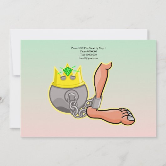 Grappige Bal en Ketting Verlovingsfeest Uitnodigin Kaart (Achterkant)