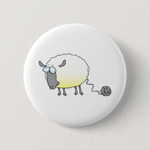 grappige bal van cartoon van gekloonde schapen ronde button 5,7 cm