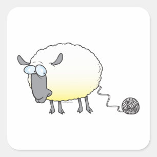 grappige bal van cartoon van gekloonde schapen vierkante sticker