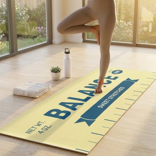 Grappige "Balans" Boter Stok Persoonlijke Gele Yogamat