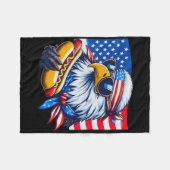 Grappige Bald Eagle Hotdog Amerikaanse vlag 4 juli Fleece Deken (Voorkant (Horizontaal))