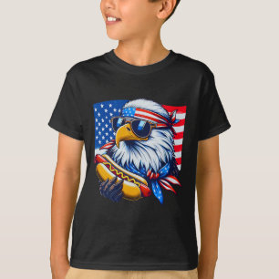 Grappige Bald Eagle Hotdog Amerikaanse vlag 4 juli T-shirt