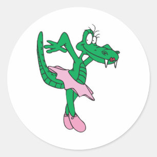 grappige ballerina alligator ronde sticker
