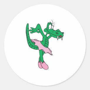 grappige ballerina alligator ronde sticker