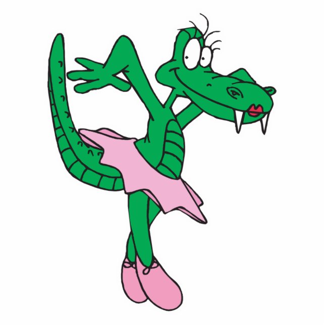grappige ballerina alligator staand fotobeeldje  (Voorkant)