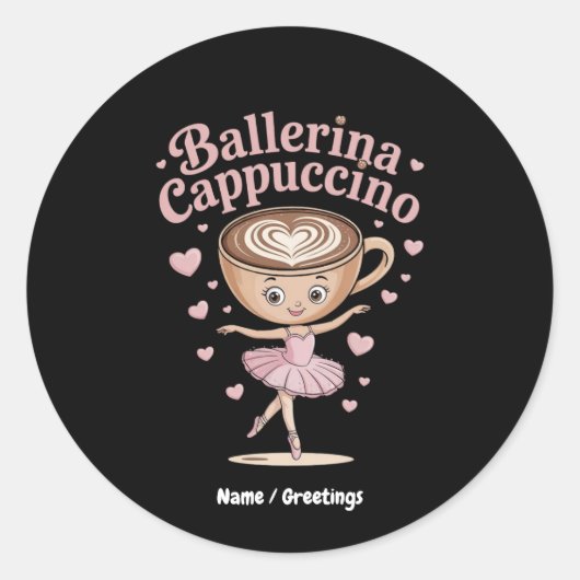 Grappige Ballerina Cappuccina Italiaanse Brainrot  Ronde Sticker (Voorkant)
