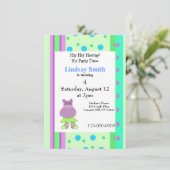 Grappige Ballerina Hippo Verjaardag Uitnodiging (Staand voorkant)