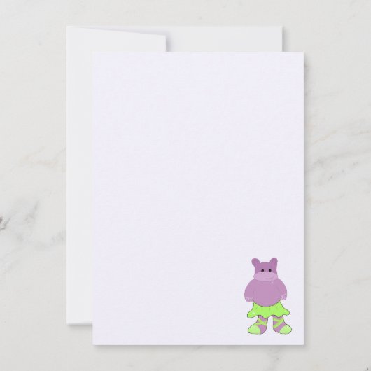 Grappige Ballerina Hippo Verjaardag Uitnodiging (Achterkant)