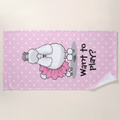 Grappige ballet-ballerina-prinses-witte poedel strandlaken (Voorkant)