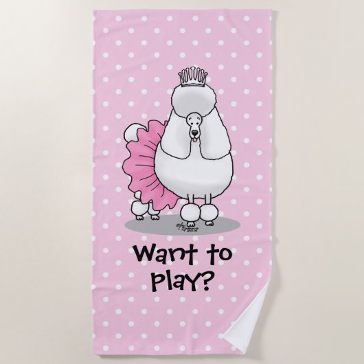 Grappige ballet-ballerina-prinses-witte poedel strandlaken (Voorkant)