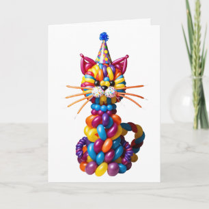 Grappige ballonkat kunst kleurrijk dier humor kaart