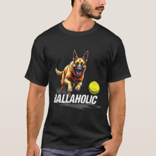 Grappige balverslaafde Belgische herdershond jaagt T-shirt
