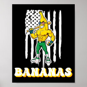 Grappige Banaan Drip Sterke Amerikaanse Vlag Kinde Poster